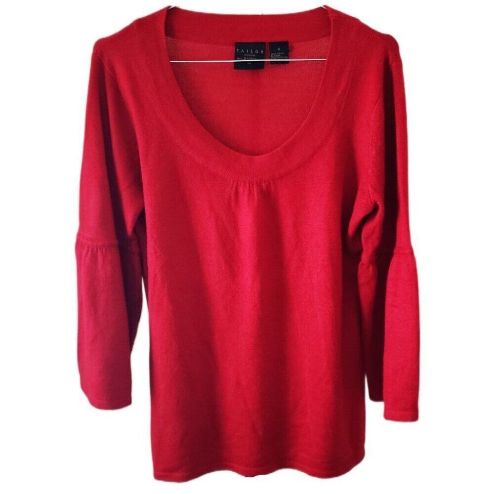 Tailor B. Moss Company Red Long Bell Sleeve Sweater